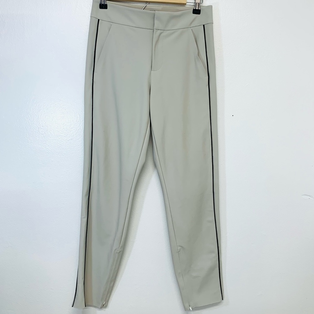 Athleta Light Gray Cropped Ankle Pants with Black Side Stripe